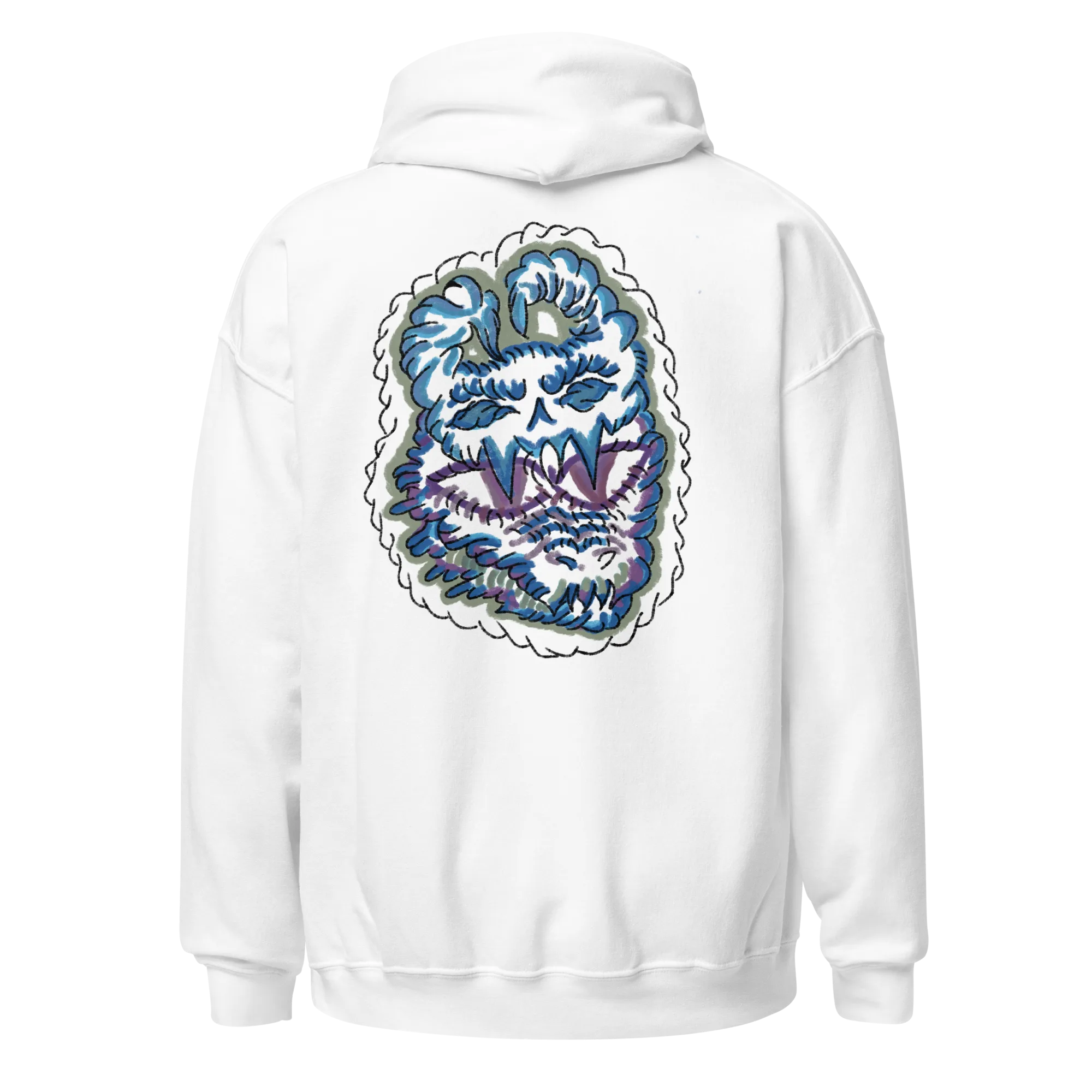 Hoodie blanca Cocodrilo – Hoodie premium con bordado y estampado trasero | GSN - Imagen 2