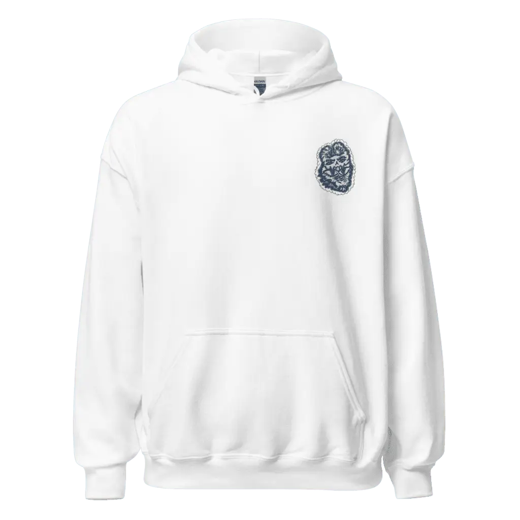 sudadera blanca con bordado de cocodrilo GSN hoodie premium