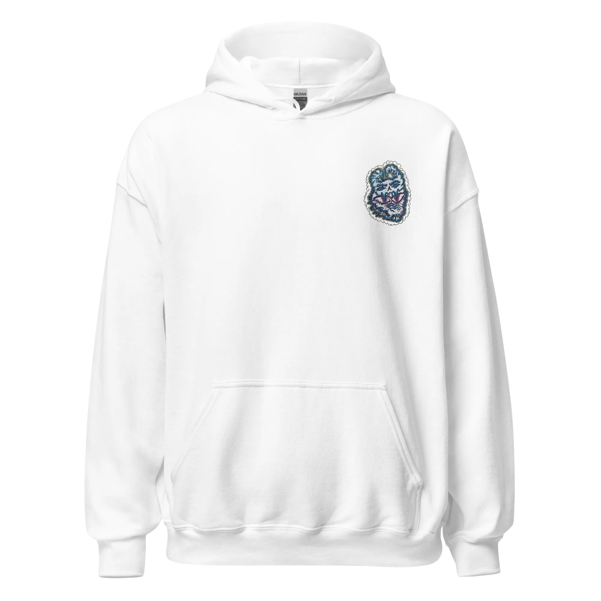 sudadera blanca con bordado de cocodrilo GSN hoodie premium